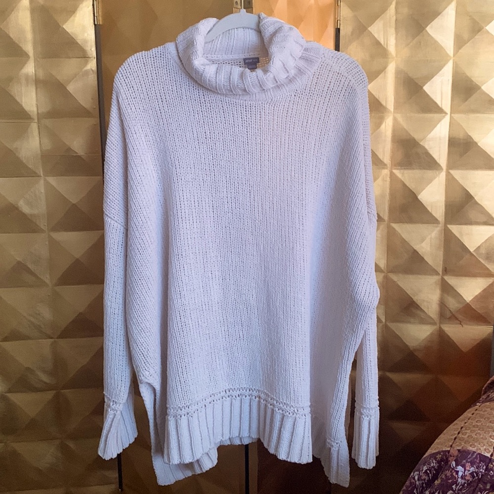 Aerie Oversized Chenille Turtleneck Sweater - Ivory - XL